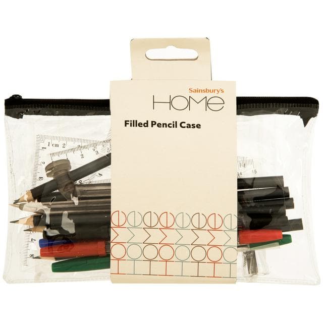 Sainsbury's Home Filled Clear Pencil Case Black 15cm - gallery image 1