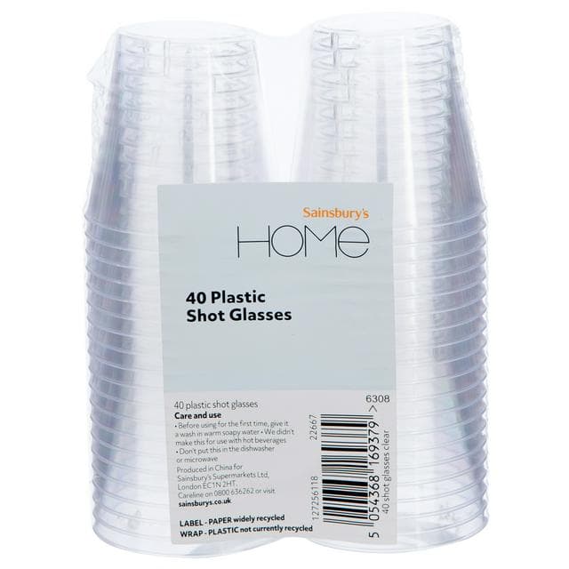 Sainsbury's Home Pack of 40 Clear Plastic Shot Glasses - gallery image 1