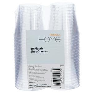 Sainsbury's Home Pack of 40 Clear Plastic Shot Glasses