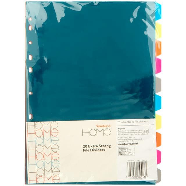 Sainsbury's Home Extra Strong File Dividers 20pk - gallery image 1