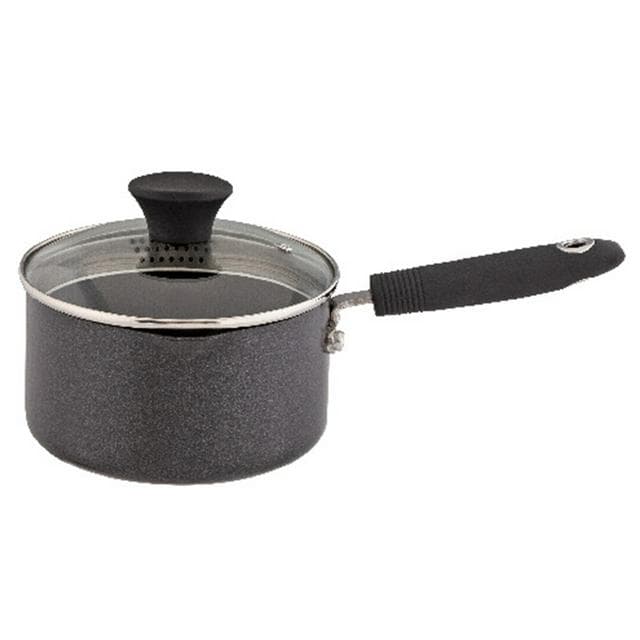 Habitat 16cm Aluminium Saucepan With Lid - Black - gallery image 2