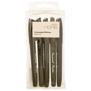 Sainsbury's Home Permanent Markers Black 5pk