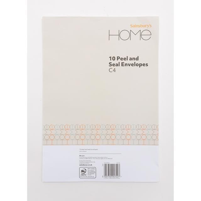 Sainsbury’s Home White Peel and Seal Envelopes C4 10pk - gallery image 1