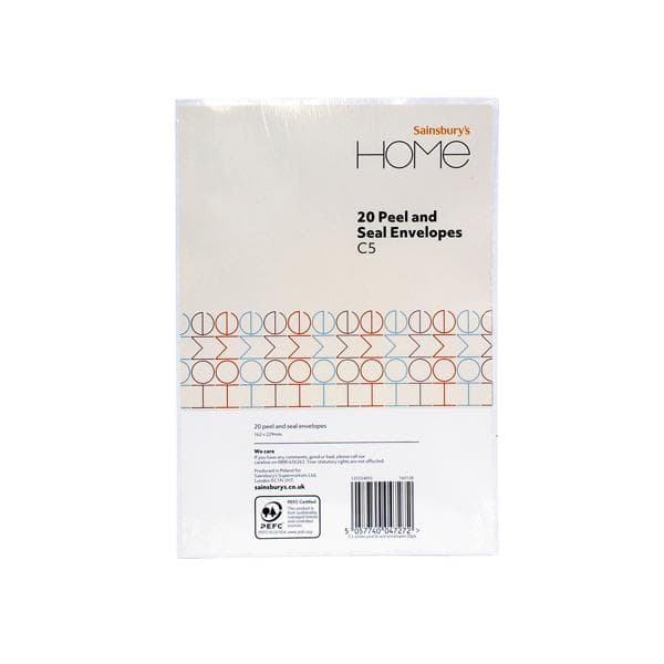 Sainsbury's Home Peel & Seal Envelopes C5 White 20pk - gallery image 1