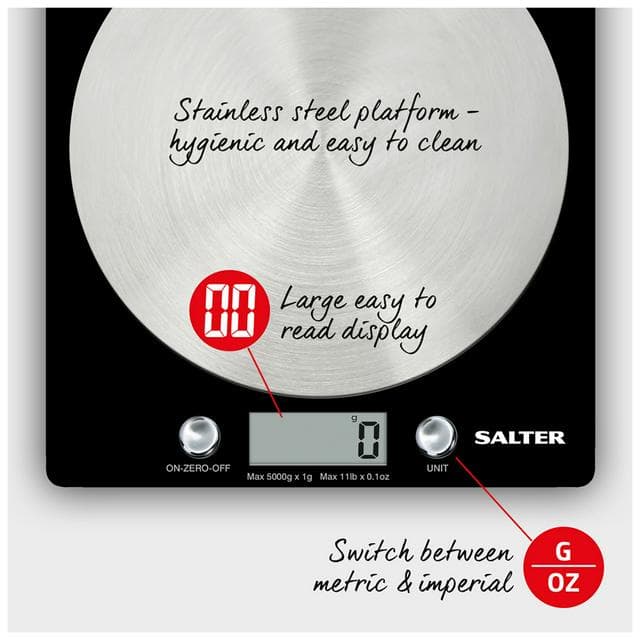 Salter Electronic Scale with Steel Platform - Black - gallery image 5