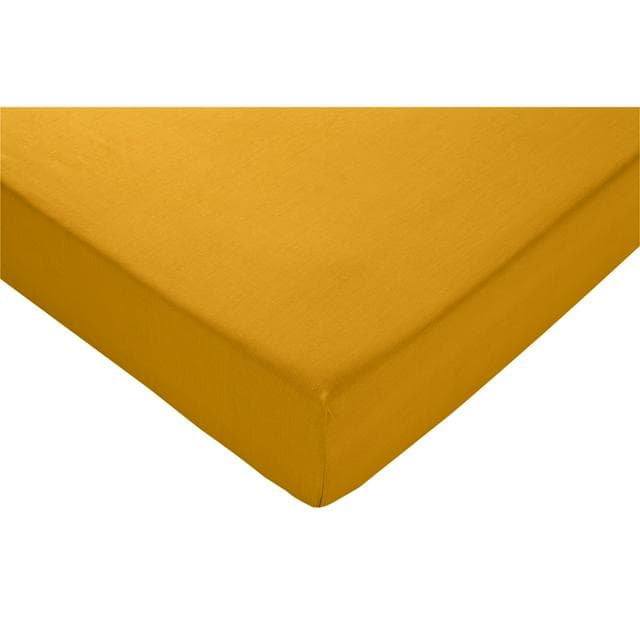 Habitat Cotton Rich 180TC Plain Fitted Sheet - Mustard - gallery image 1