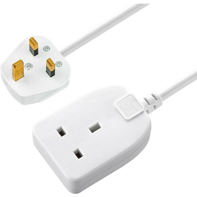 Masterplug Basic 1 Single Socket Power Extension Lead 5m Cable - White - gallery image 1