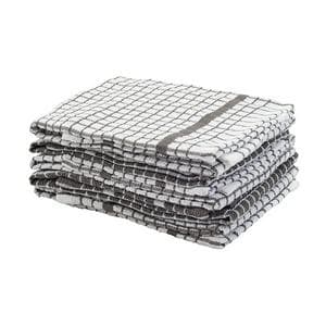 Sainsbury's Home Pack of 5 Small Check Terry Tea Towels - Charcoal