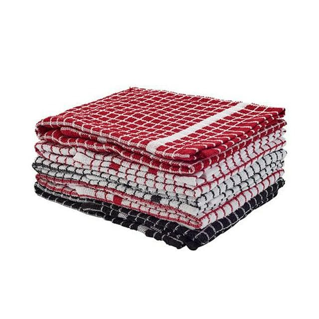 Sainsbury's Home Pack of 5 Red Black Mixed Terry Tea Towels - gallery image 1