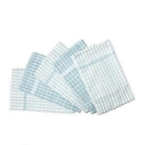 Sainsbury's Home Pack of 5 Small Check Terry Tea Towels - Duck Egg