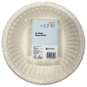 Sainsbury's Home Pack of 25 White Paper Bowls