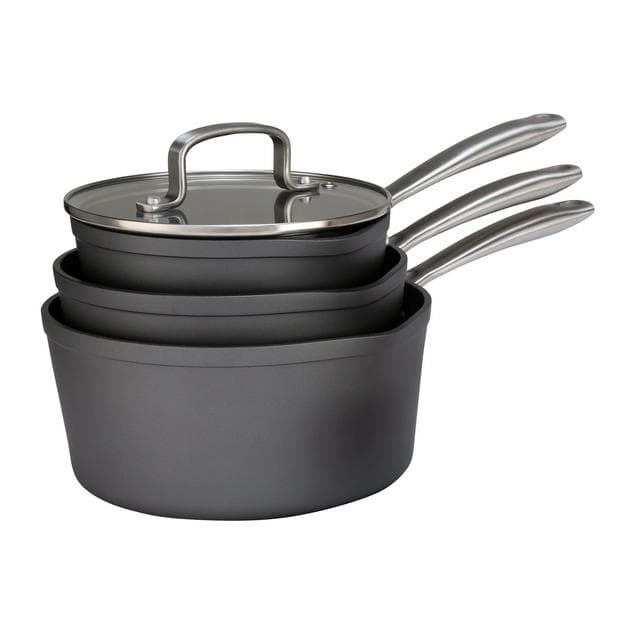 Habitat 3 Piece Hard Anodised Aluminium Saucepan Set - gallery image 1