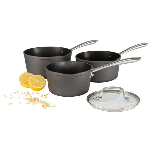 Habitat 3 Piece Hard Anodised Aluminium Saucepan Set - gallery image 3