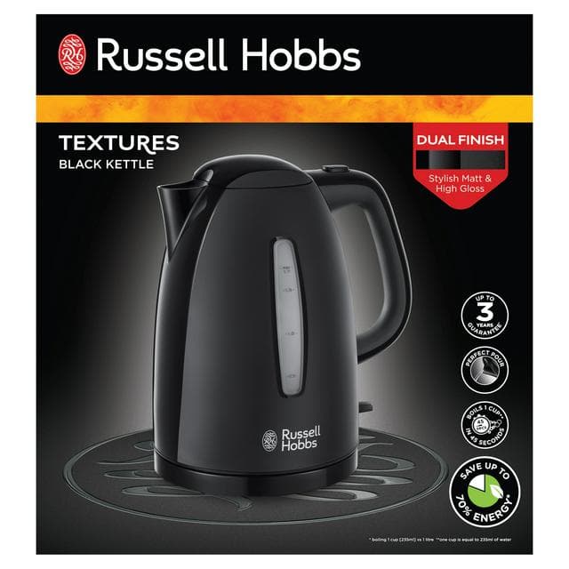 Russell Hobbs Textures Black Plastic Kettle 21271 - gallery image 1