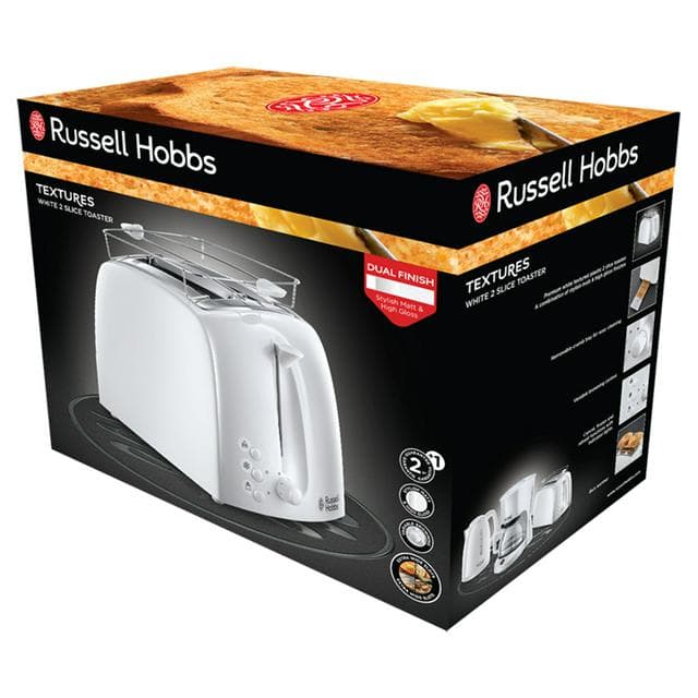 Russell Hobbs Textures 2 Slice White Plastic Toaster 21640 - gallery image 1