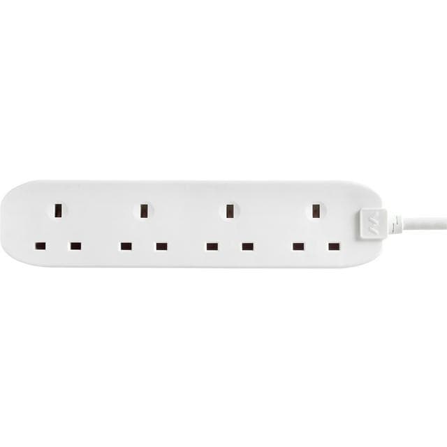 Masterplug Basic 4 Socket Extension Lead 1m Cable Power Strip - White - gallery image 3