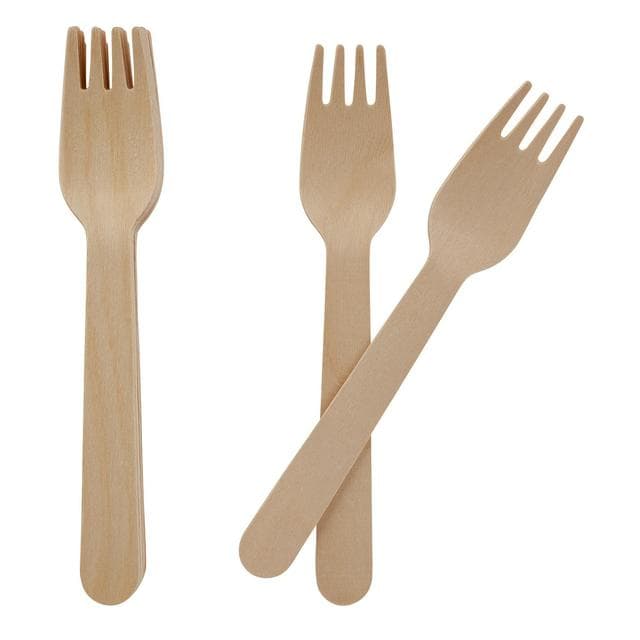 Sainsbury's Home Pack of 10 Wooden Forks - gallery image 1
