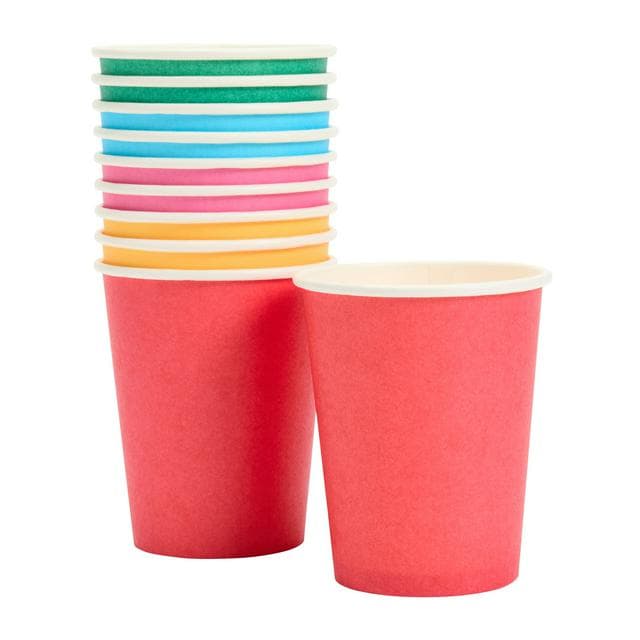 Sainsbury's Home Pack of 10 Rainbow Coloured Paper Cups - 250ml - gallery image 1