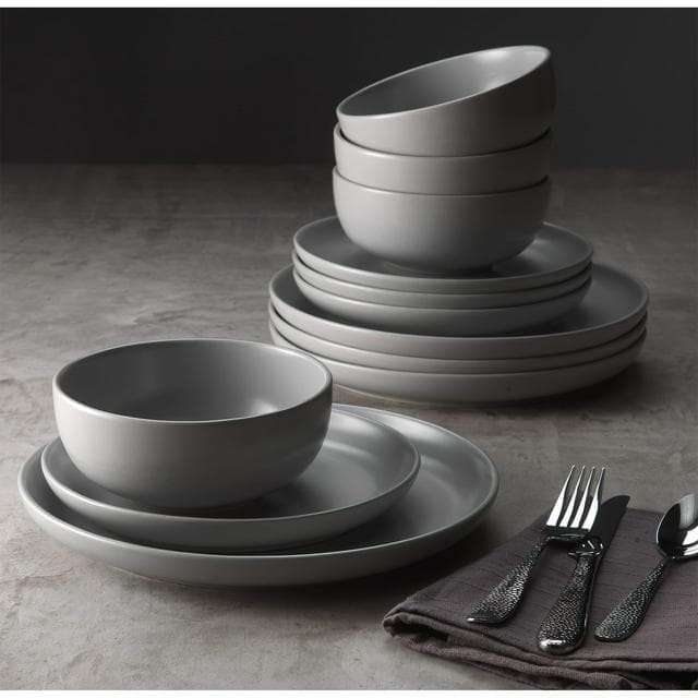 Habitat 12pc Matte Grey Dinner Set - gallery image 4