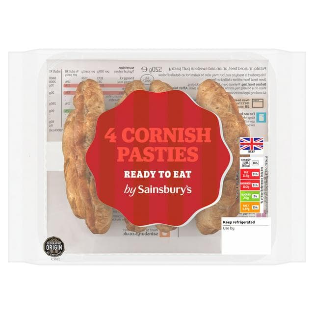 Sainsbury's Cornish Pasties x4 520g - gallery image 1