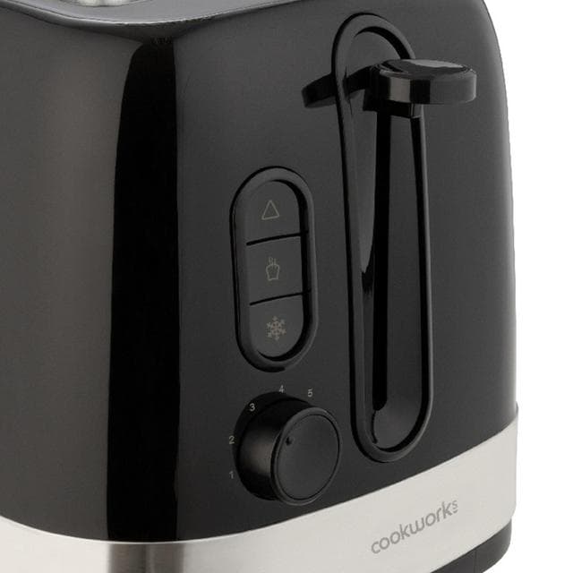Cookworks Illuminated 2 Slice Toaster - Black Plastic - gallery image 2