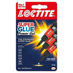 Loctite Pack of 3 Mini Trio Super Glue Power Gel 1g