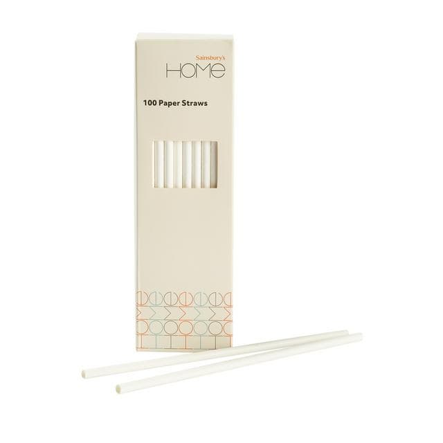 Sainsbury's Home Pack of 100 White Paper Straws - gallery image 1