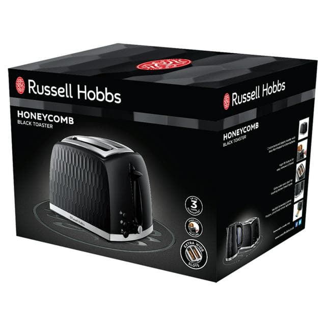 Russell Hobbs Honeycomb 2 Slice Black Plastic Toaster 26061 - gallery image 1