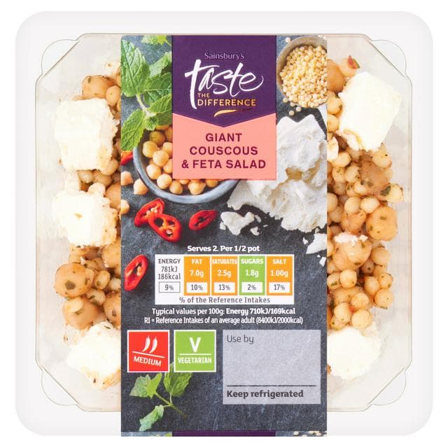 Sainsbury's Giant Cous Cous & Feta Salad, Taste the Difference 220g - gallery image 1