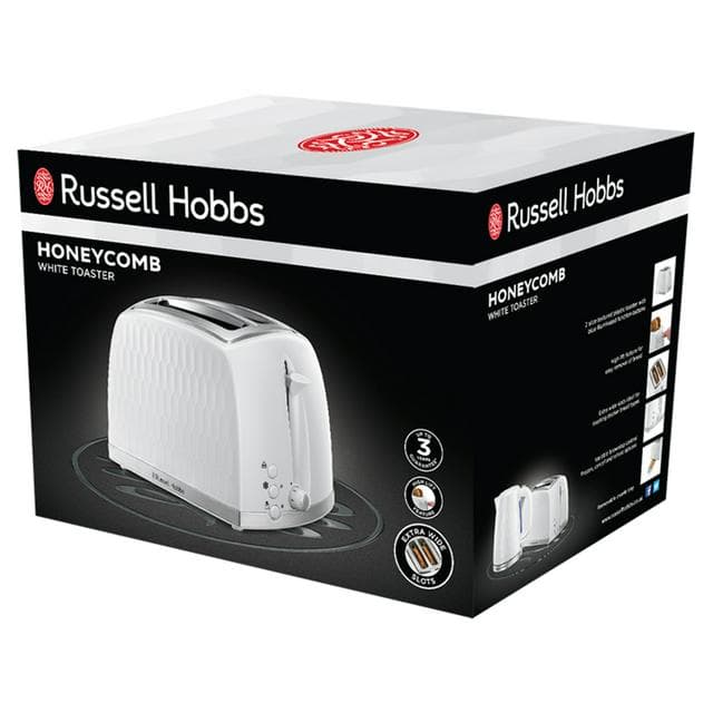 Russell Hobbs Honeycomb 2 Slice White Plastic Toaster 26060 - gallery image 1