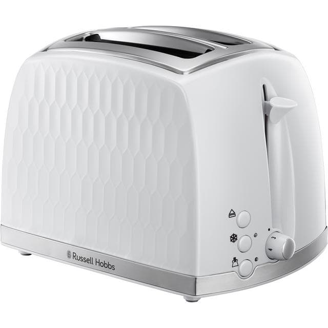 Russell Hobbs Honeycomb 2 Slice White Plastic Toaster 26060 - gallery image 2