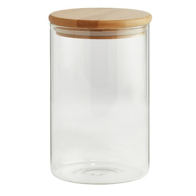 Habitat round glass jar with bamboo lid 1l tall - gallery image 1