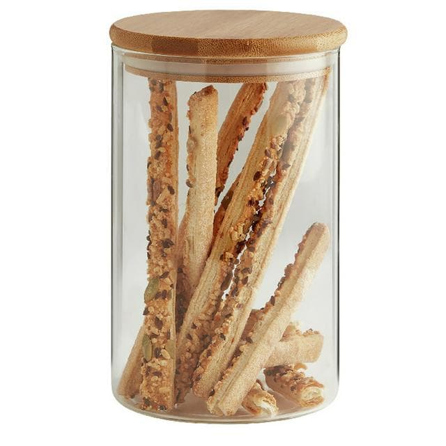 Habitat round glass jar with bamboo lid 1l tall - gallery image 3