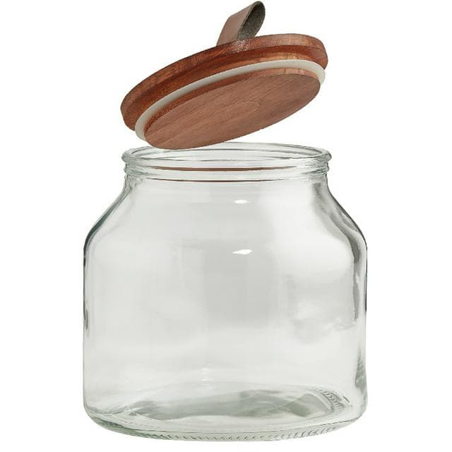Habitat Glass Jar with Wood and Faux Leather Lid  2l - gallery image 2