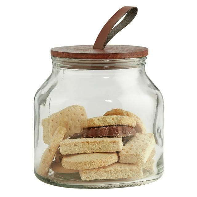 Habitat Glass Jar with Wood and Faux Leather Lid  2l - gallery image 3