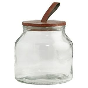 Habitat Glass Jar with Wood and Faux Leather Lid 2l