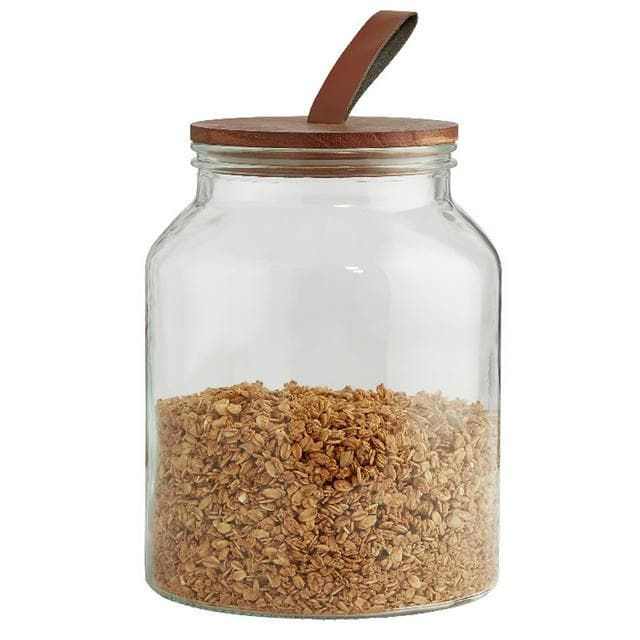 Habitat Glass Jar with Wood and Faux Leather Lid  3l - gallery image 3