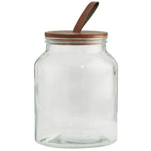 Habitat Glass Jar with Wood and Faux Leather Lid 3l