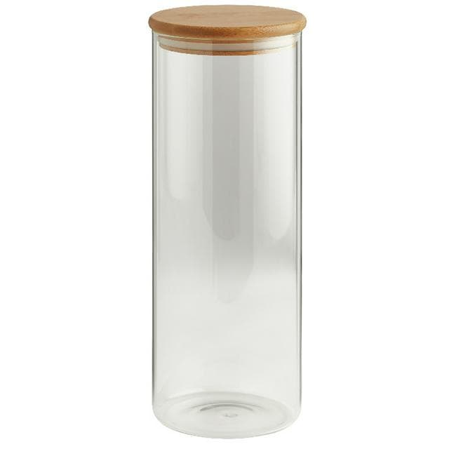 Habitat round glass jar with bamboo lid 1.8ml tall - gallery image 1