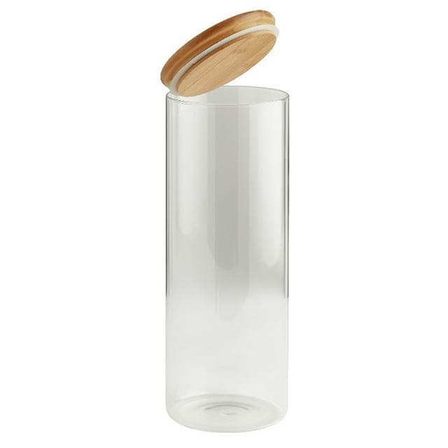 Habitat round glass jar with bamboo lid 1.8ml tall - gallery image 2