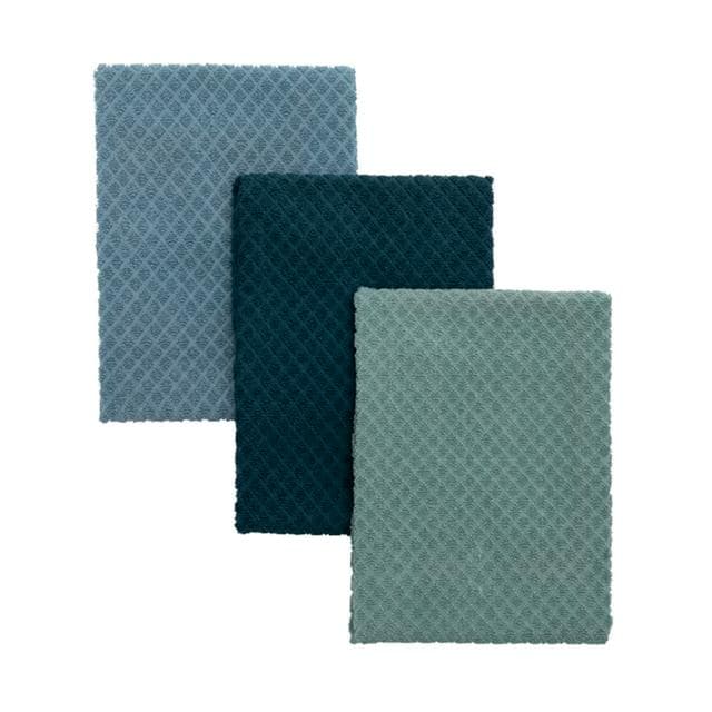 Habitat Diamond Terry Blues Tea Towels 3pk - gallery image 1