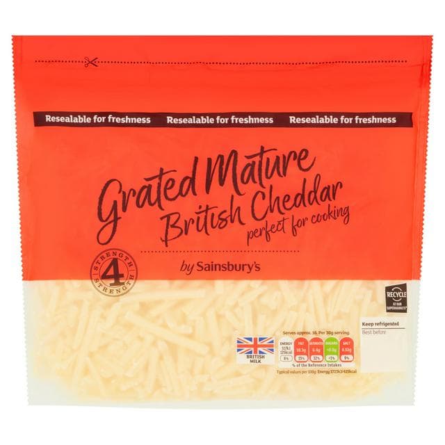 Sainsbury's British Mature Grated Cheddar Cheese 500g - gallery image 1