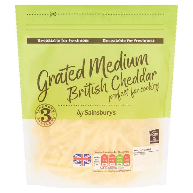 Sainsbury's British Medium Grated Cheddar Cheese 250g - gallery image 1
