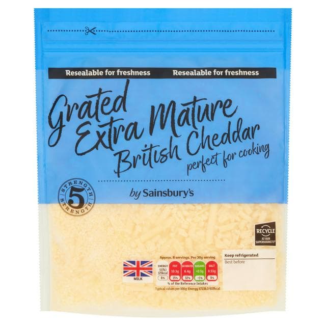 Sainsbury's British Extra Mature Grated Cheddar Cheese 250g - gallery image 1