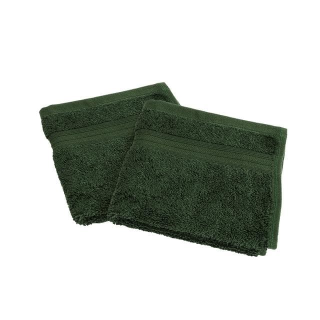 Habitat Pack of 2 Egyptian Face Cloth - Forest Green - gallery image 1