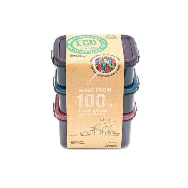 Lock & Lock Eco Rectangular Set 2x350ml & 470ml 3pc - gallery image 4