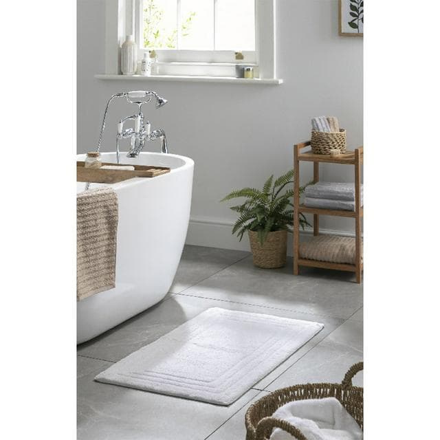 Habitat Cotton Deep Pile Tufted Bath Mat - White - gallery image 2