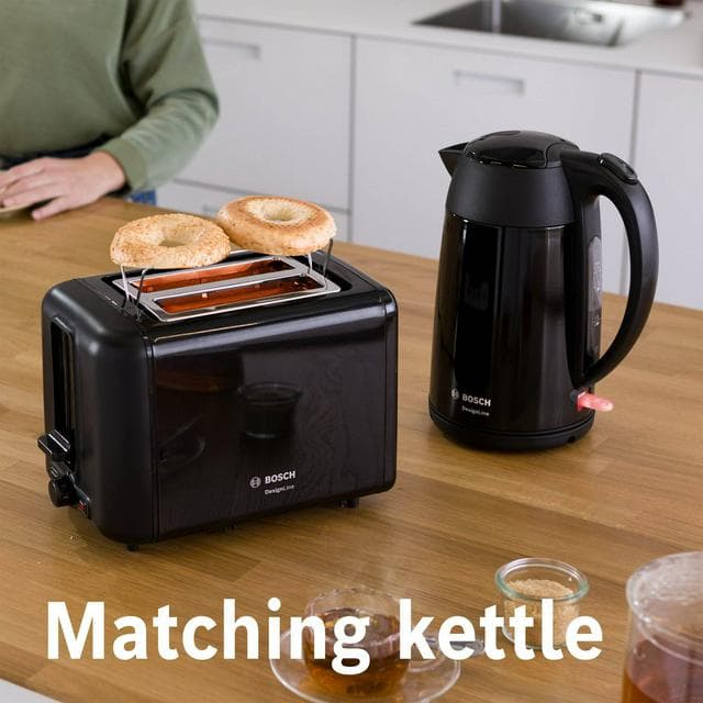 Bosch TAT3P423GB Deslineline Stainless Steel 2 Slice Toaster - Black - gallery image 1