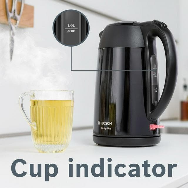 Bosch 1.7L TWK3P423GB DeslineLine Stainless Steel Cordless Kettle - Black - gallery image 4