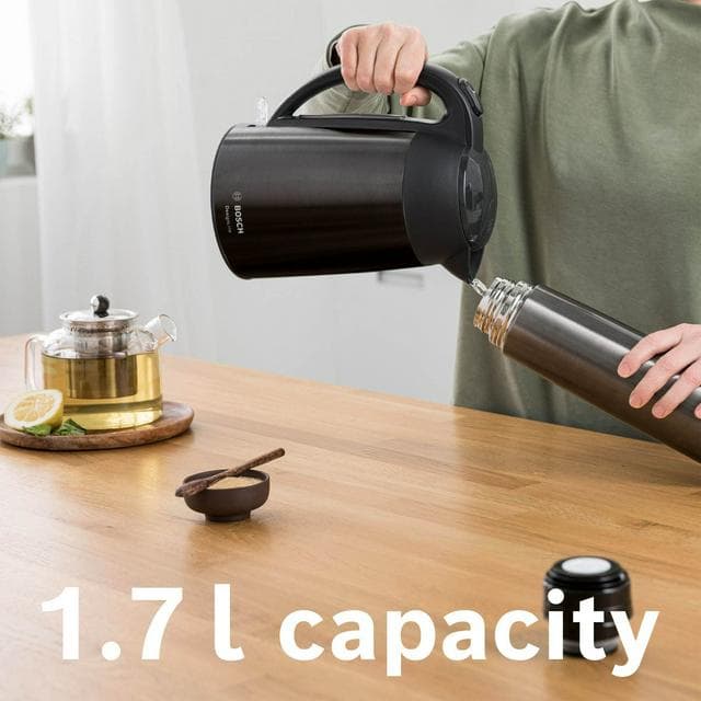 Bosch 1.7L TWK3P423GB DeslineLine Stainless Steel Cordless Kettle - Black - gallery image 5